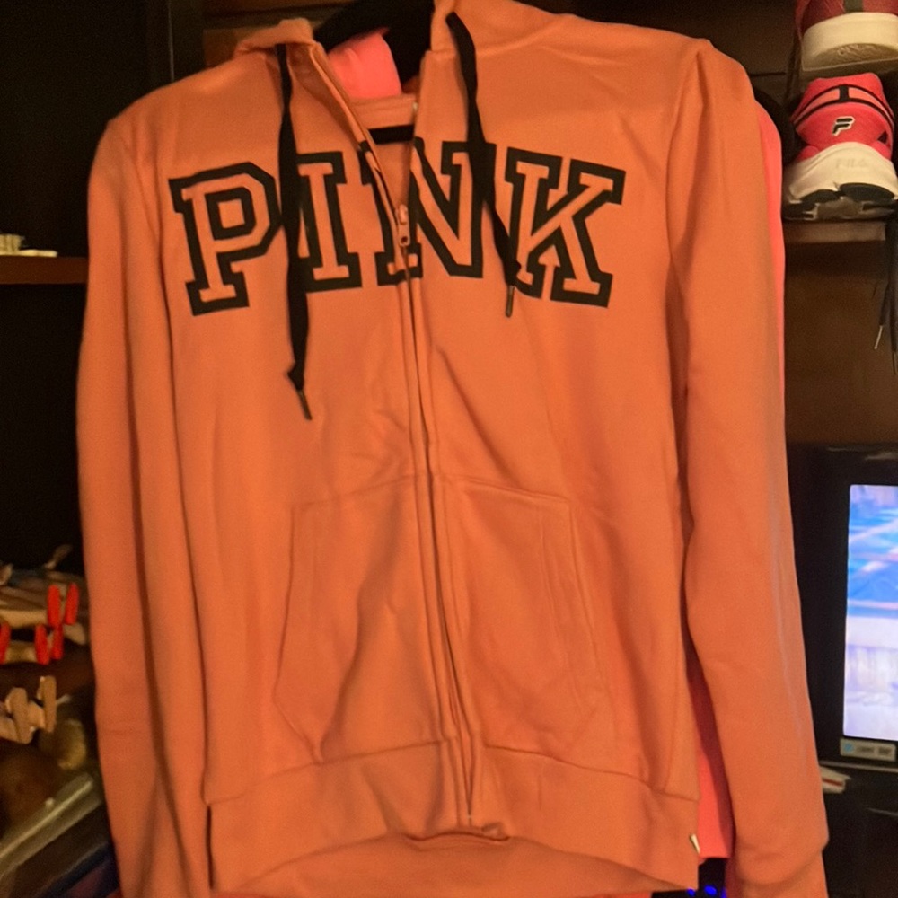 NWT Victoria Secret pink pale orange zip up sweatsuit